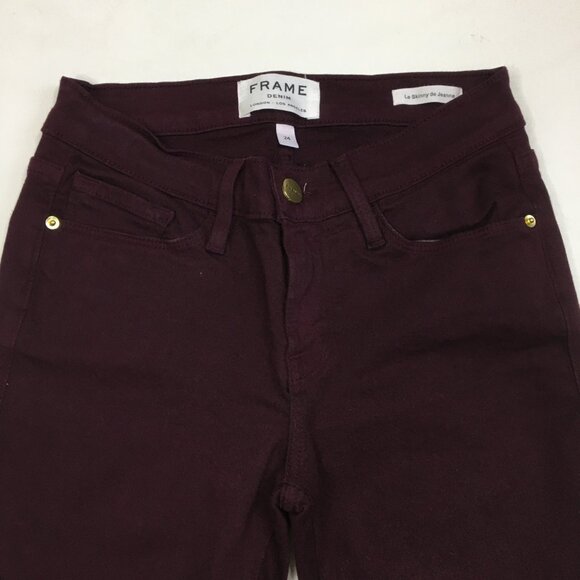 FRAME Denim Le Skinny De Jeanne Mahogany Wash Fray Hem Slim Fit Skinny Jeans - Picture 4 of 10